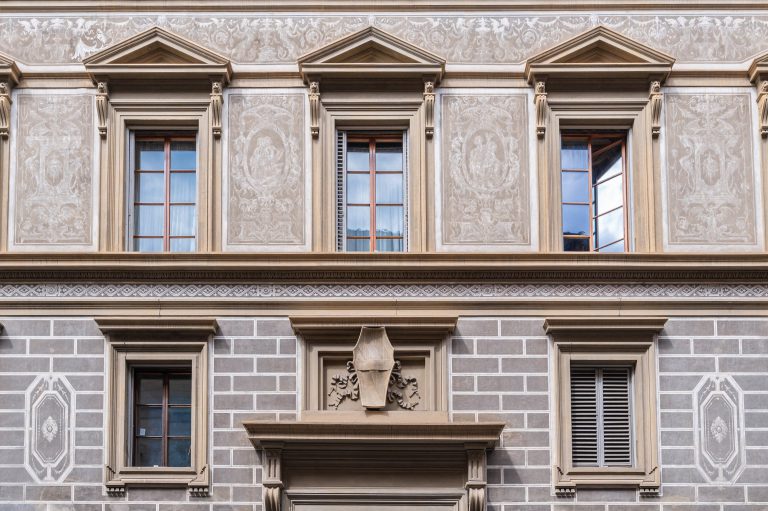 Villa Belcortese, Florence — Sgraffito façade of the palazzo