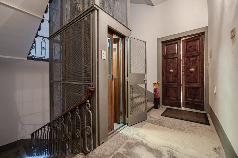 Villa Belcortese, Florence — Historic staircase and elevator