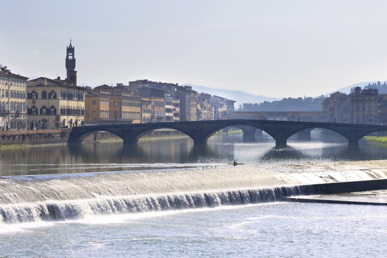 Palazzo Sarzana-Fici — The Arno toward the Ponte Vecchio