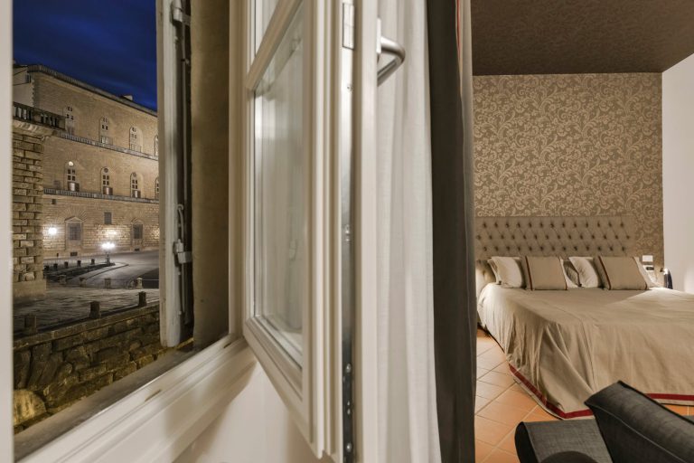 Villa Scudo, Florence — Bedroom window at night